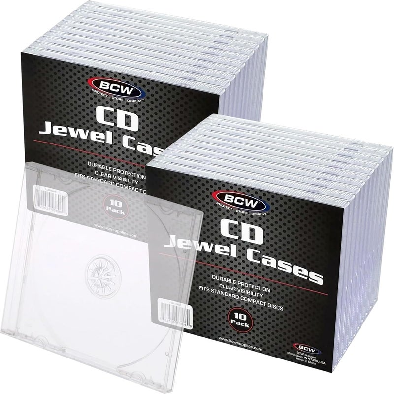 BCW CD Jewel Cases - 20 Pack | Clear CD Cases for Standard Discs | Durable Plastic Storage and Replacement Jewel Case - Image 1